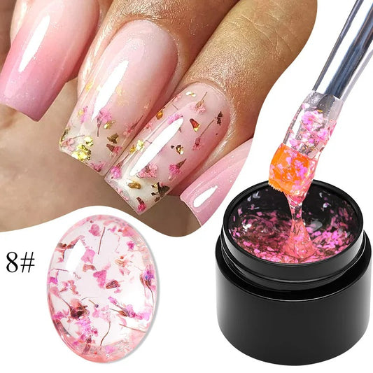 MEET ACROSS 5ml Pink Dried Flower Gel Nail Polish: Bloom with Natural Elegance Price: $4.75 -$5.75